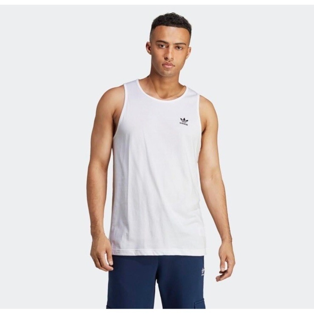 Adidas Men's Essentials Trefoil Tank Top White Size 2XL JF6601